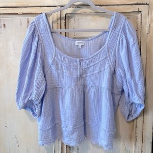 True Craft Periwinkle Peasant Top 1X